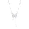 Elegant S925 Silver Butterfly Pearl Necklace with Tassel & Zircon Pendant for Women