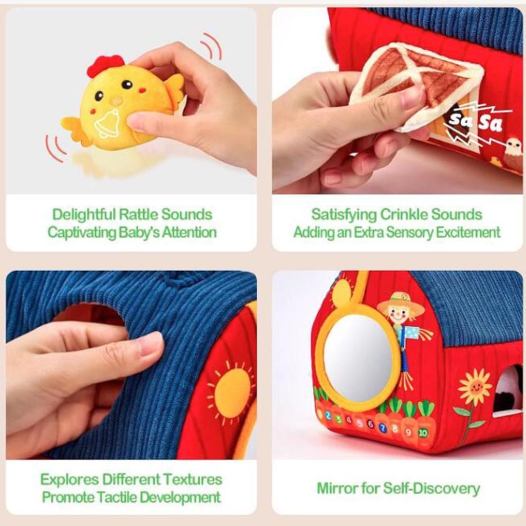 Plush Farm Animals,Baby Toys for Toddlers,Gifts Big Barn Toy Cuddly Sensory Educational