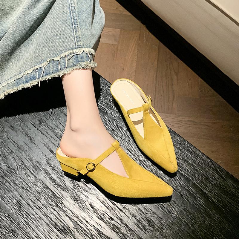Elegant Pointed Toe Women Slippers Fashion Mules Shoes Heeled Sandals 2025 Designer Slides Summer New Luxury Flip Flops Mujer