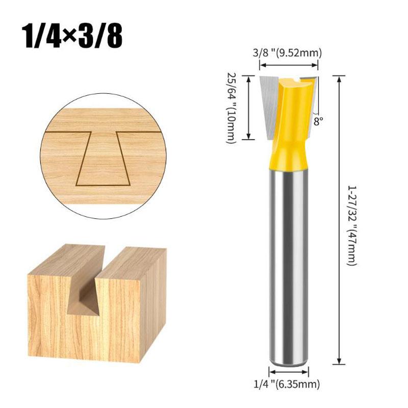 

1 шт. 6,35 мм 12,7 мм хвостовик фрезы для соединения ласточкин хвост набор фрез для соединения ласточкин хвост 14 градусов фреза для дерева 1/4inch shank NO2 жёлтый
