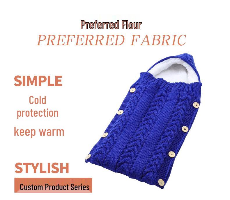 Infant Knitted Woolen Sleeping Bag Buttoned Blanket for Autumn & Winter