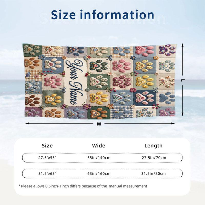 Dog Theme Beach Towel Personalized Custom Name & Text Soft Quick Dry Beach Towel for Swimming Travel