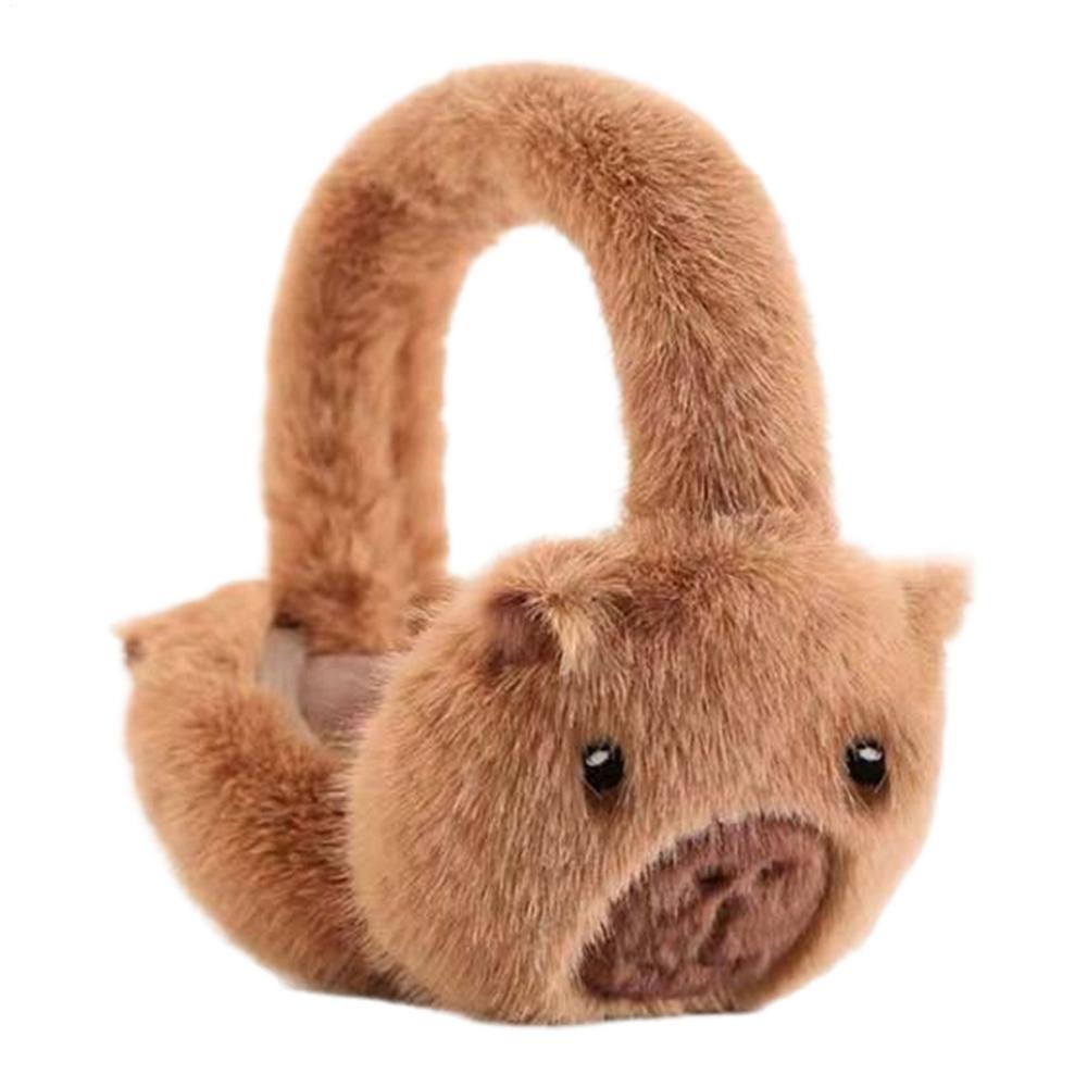 Winter Cute Capybara Earmuffs Cartoon Capybara Folding Plush Earmuffs For Cold Protection outdoor Warm Women Ear Cover Earplugs