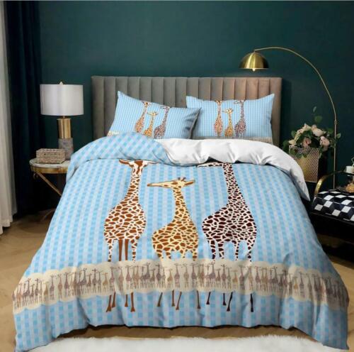 Art Giraffes Quilt Duvet Cover Bedding Set Pillowcase Single Double King Size UK