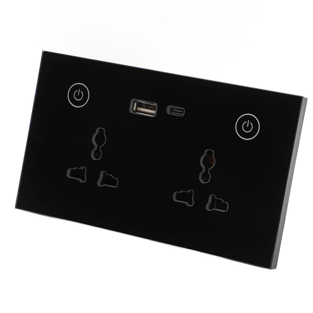 Smart Wall Outlet 2.4G WiFi Touch Light   Voice Control Smart Plug with USB and TYPE C   Port For   95‑250V