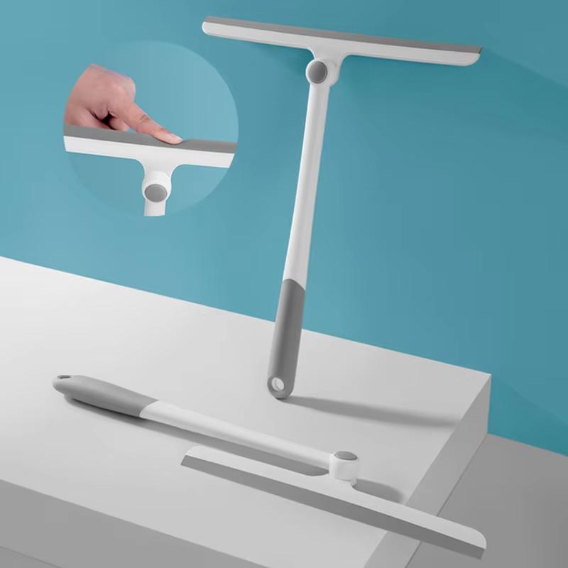 360° Rotatable Shower Squeegee Glass Wiper Scraper Squeegee Cleaner With Silicone Holder Bathroom Mirror Scraper Cleaning