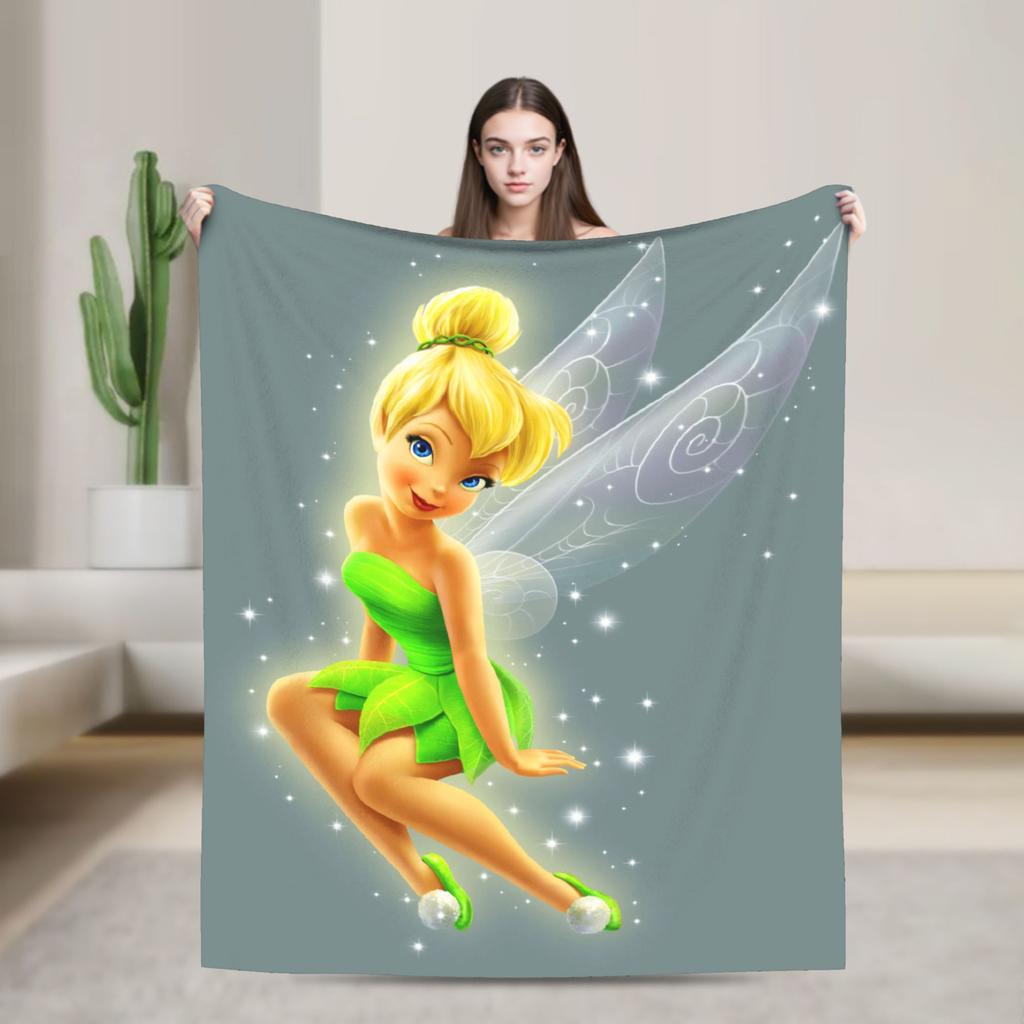 Tinker Bells Flanelldecken Winter Weiche Warme Bettwäsche Überwürfe für Mädchen Jungen Wohnzimmer Grafische Tagesdecke Sofabettbezug