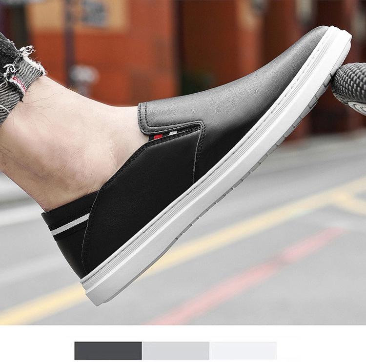 Men's Top Layer Cowhide Slip-on Loafers, Soft Sole, Versatile White Casual Shoes