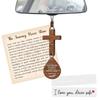 With Pendant Car Rearview Mirror Hanging Lightweight Keychain Ornament Bible Verse Charm Wood Cross Pendant