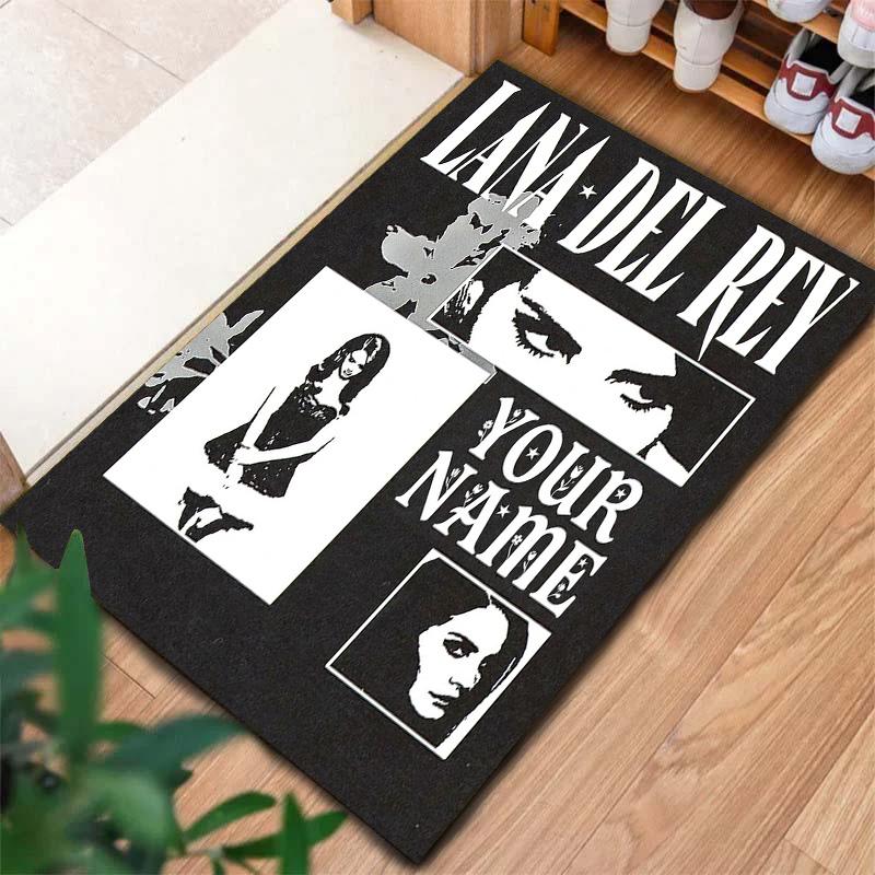 Lana Del Rey Fan Art Benutzerdefinierter Namens Teppich für Wohnzimmer Schlafzimmer Haus Sofa Dekoration Kinder Spiel Rutschfeste Fußmatte