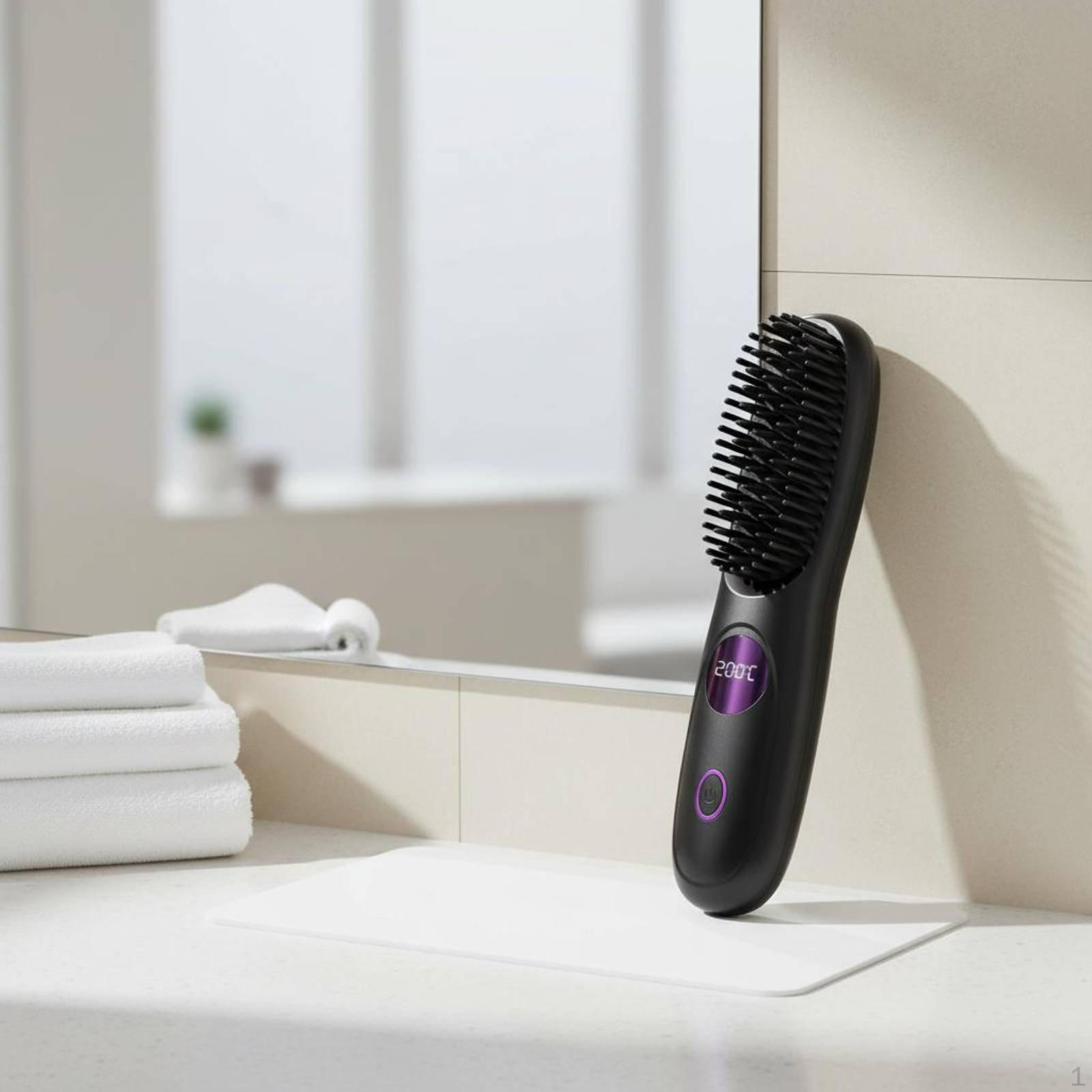 Cordless Hair Straightener Brush Portable Ceramic