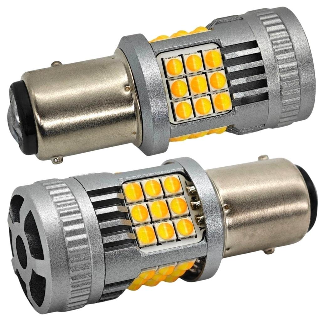 2 Szt P21/5W Led Żarówka Bay15D 12-24V Bez Błędu 2800Lm Biało-Pomarańczowa