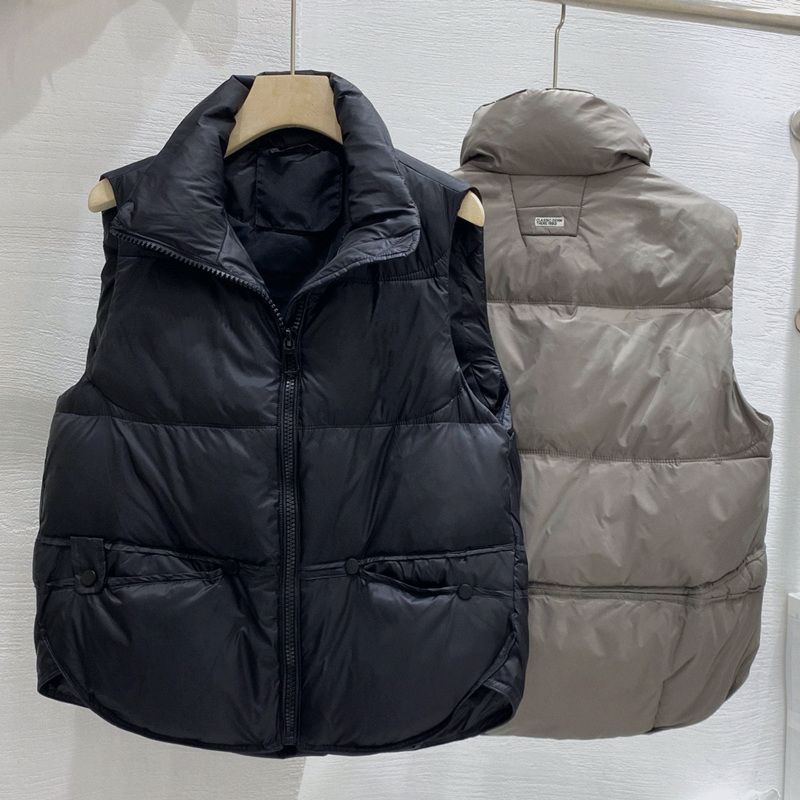 Winter Women Puffer Vest Stand Collar Sleeveless Jacket Loose Fit Short Waistcoat Quilted Outerwear Casual Fashion