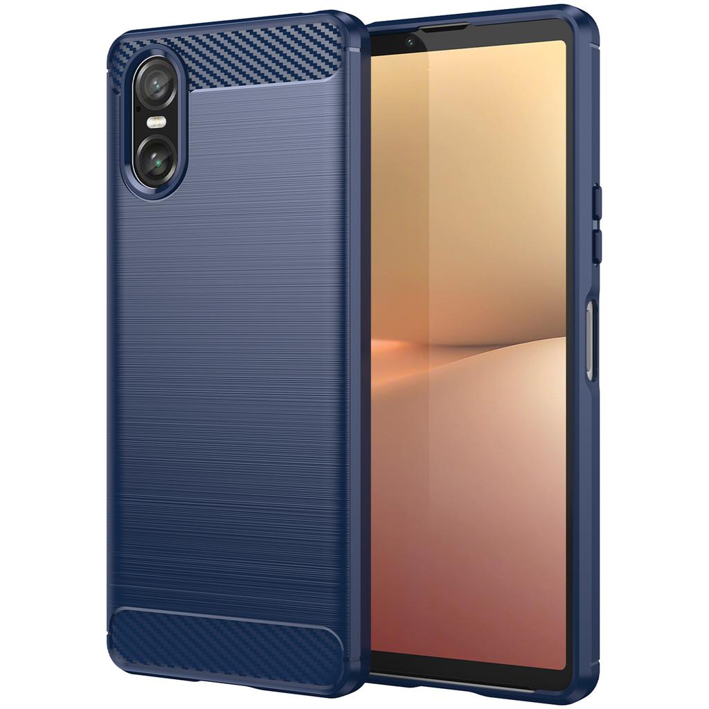 For Sony Xperia 10 VI Case Anti-Fingerprint Carbon Fiber Texture TPU Cover