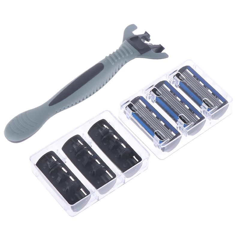 6 Layers Razor 1 Razor Holder + 6 Replacement Blades Head Cassette Hair Trimmer