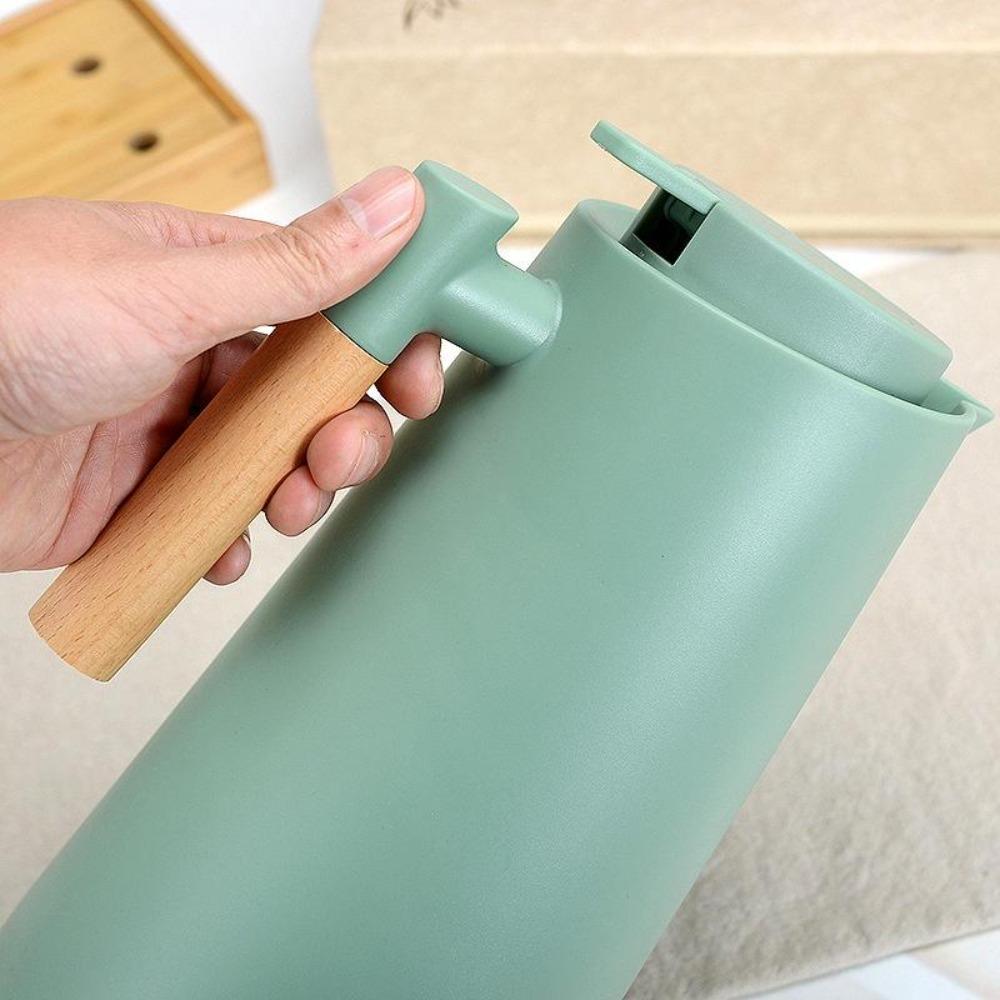 1L Insulated Bottle Wood Handle Household Coffee Pot Portable Nordic Vacuum Flask  Drinkware