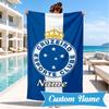 Custom Name Beach Towel Cruzeiro FC Crest Microfiber Beach Towel, Lightweight for Summer Travel, Swimming Pool Fan Birthday Gift