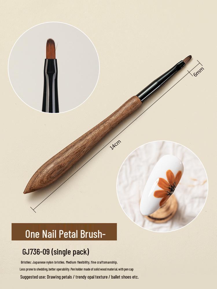 Japanese Sandalwood Nail Art Brush Set with Gradient Ombre and Round Head for Gel Painting