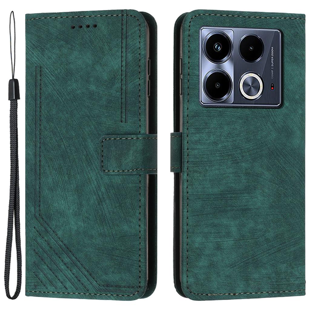 For Infinix Note 40 5G Case Anti-Drop Lines Imprinted PU Leather Wallet Flip Phone Cover