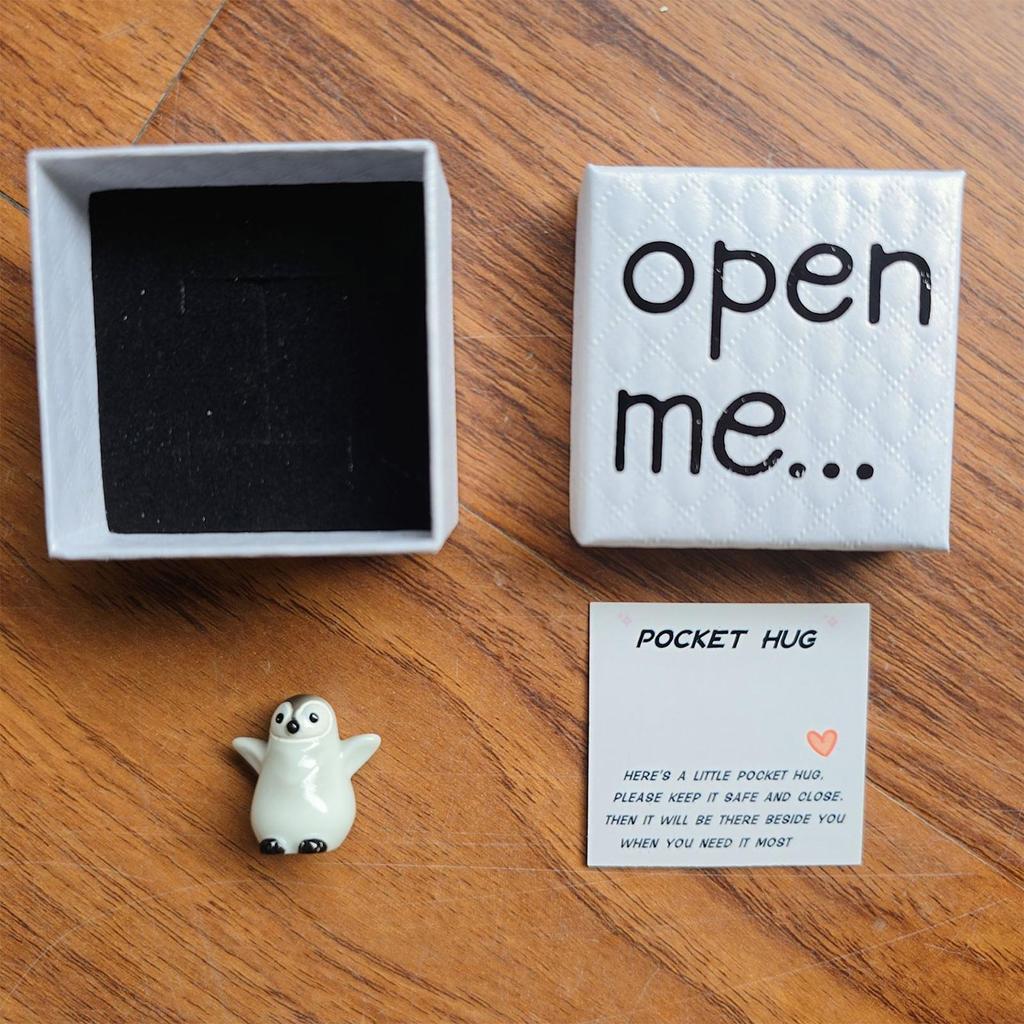 Hug Penguin Portable Inspirational Souvenir Pocket Encouragement Card For Kids Teens Adults Students Colleagues Employees