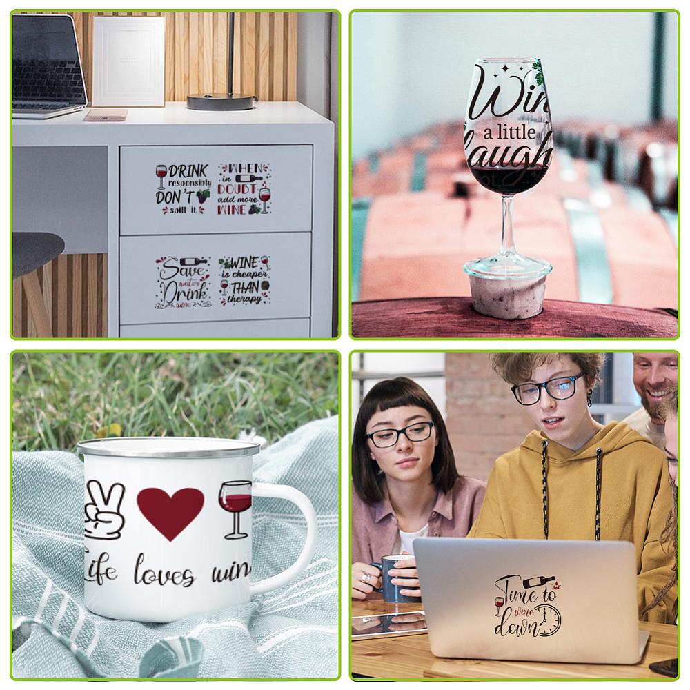 10Pcs 10 Styles PVC DIY Heat Transfer Paper for UV Sublimation Cup Word 240x110mm 1pc/style
