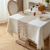 Polyester Jacquard Tablecloth Geometric Wave Fringe Trim Rectangle Coffee Table/Dining Cover Spillproof Non-Slip Tablecloth