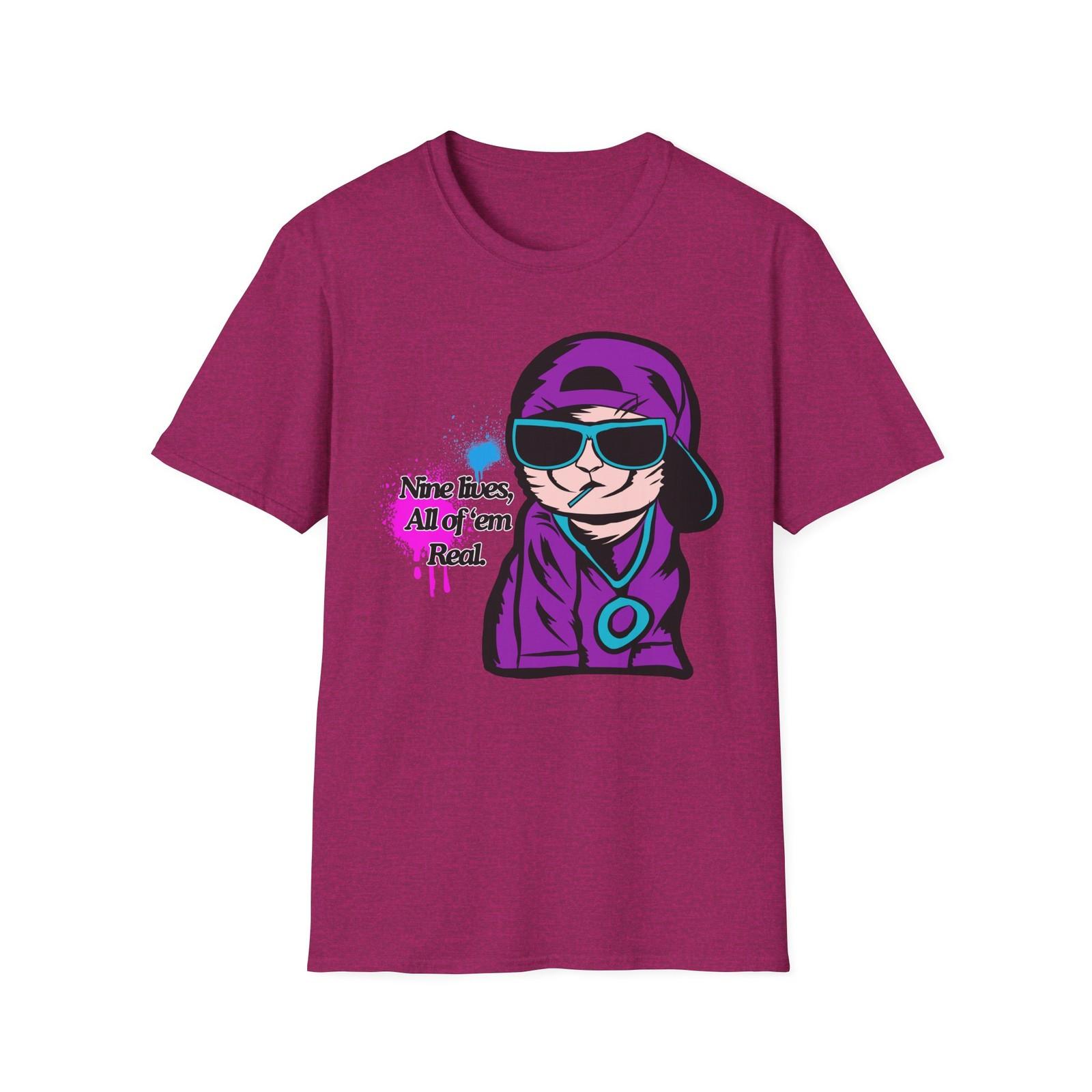 Nine Lives | Cool Cat | Adult Shirt | Teen Clothes | Unisex Softstyle T-Shirt S