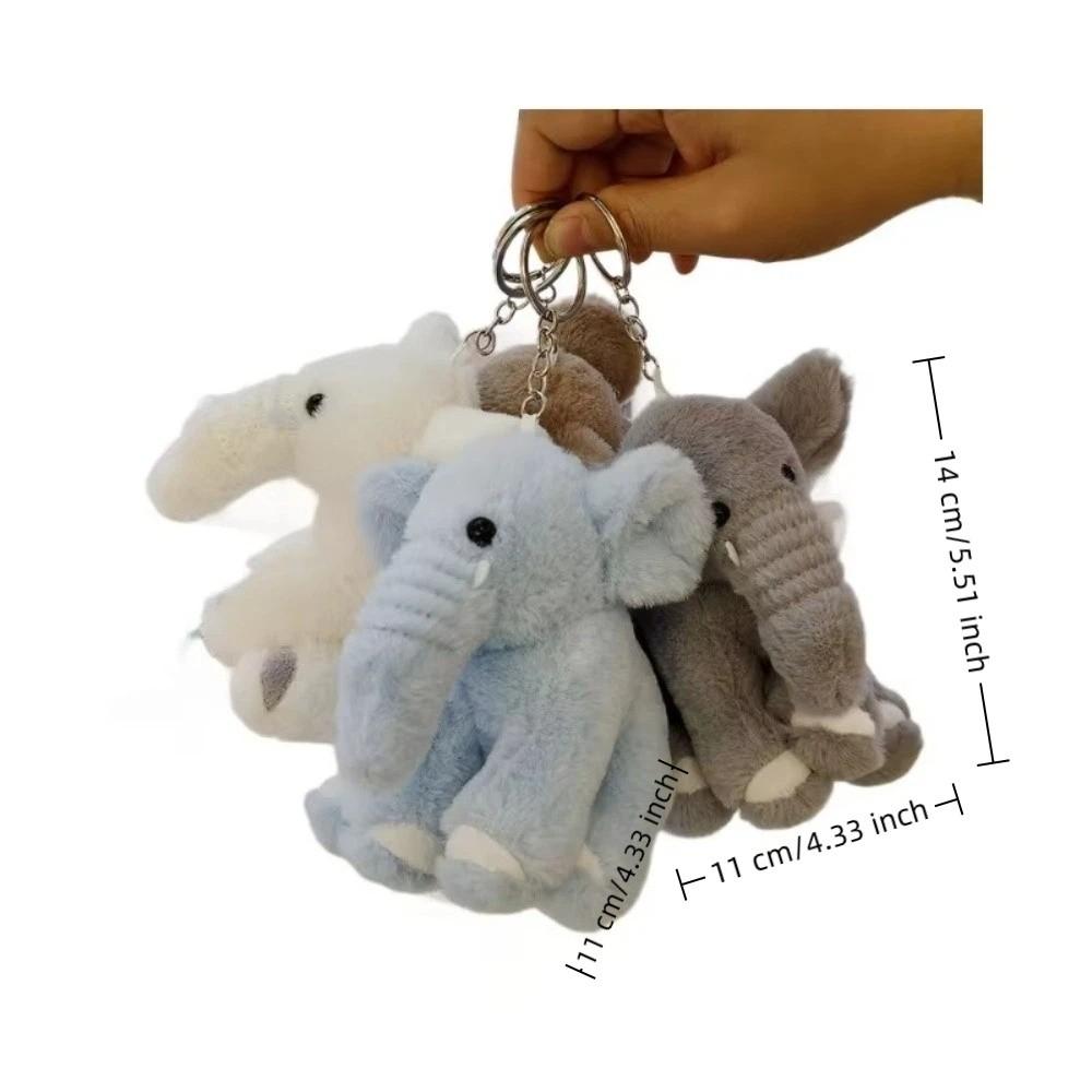 Soft Elephant Keyring Cute Cartoon Animal Bag Pendant Trinket Plush Stuffed Keychain Kids