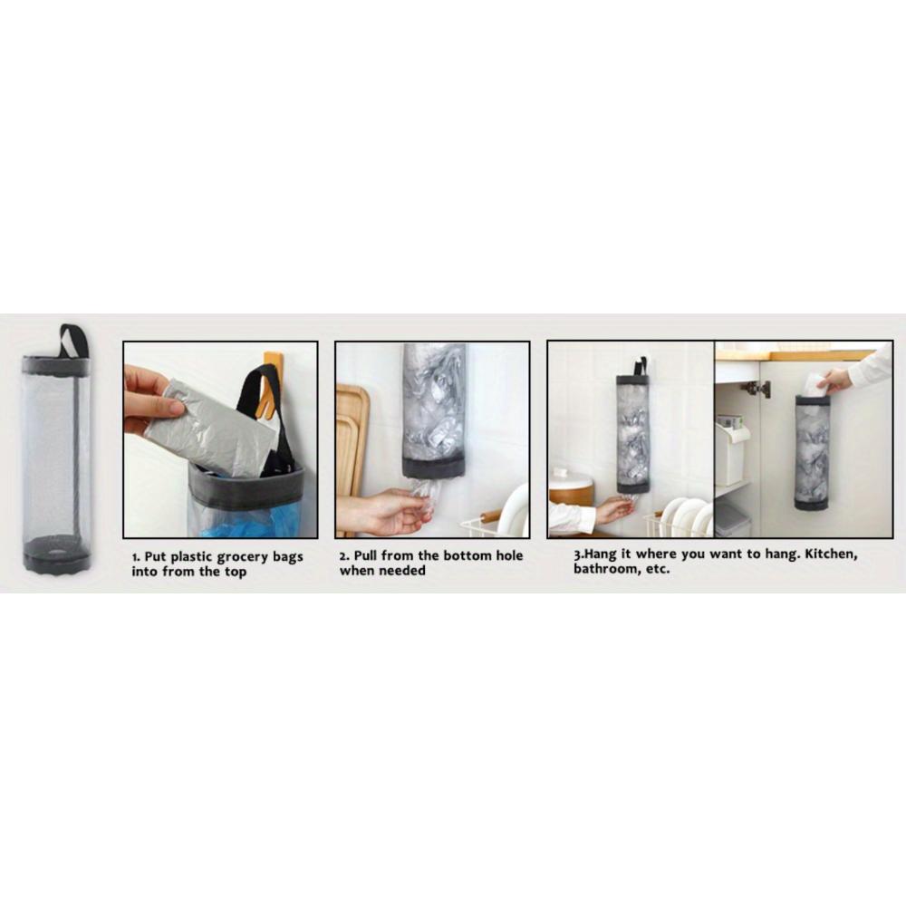 Foldable Mesh Grocery Bag Rack, Breathable Plastic Bag Dispenser, Kitchen Garbage Bag Storage Box with Hanging Storage