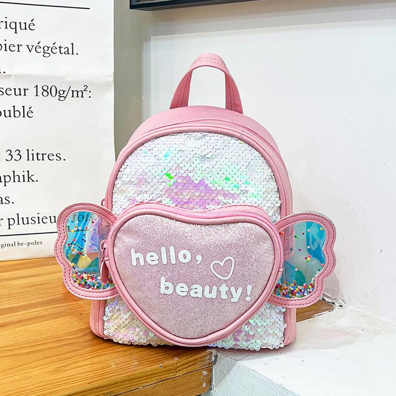 Love Book Children Wings Bag Kindergarten Cartoon Cute Glitter Leisure Small Bag