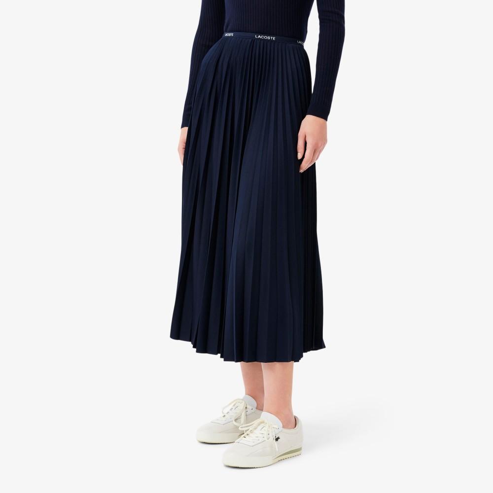 Lacoste Women's Long Pleated Poly Long Skirt JF1402-55N166