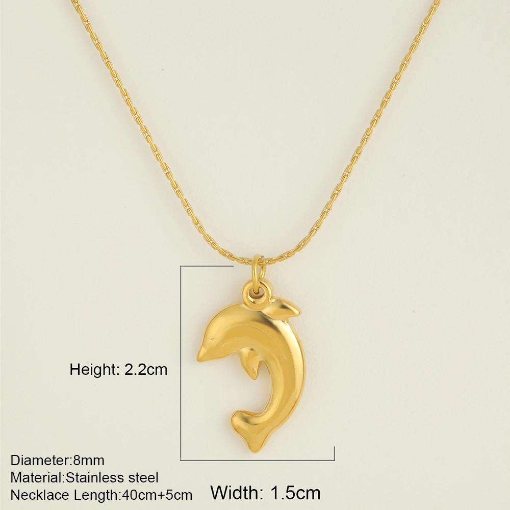 Ocean Series Guld Choker Rostfritt Stål Hänge Halsband för Kvinnor Snäcka Sjöstjärna Hängen Kvinnors Chunky Smycken Tillbehör