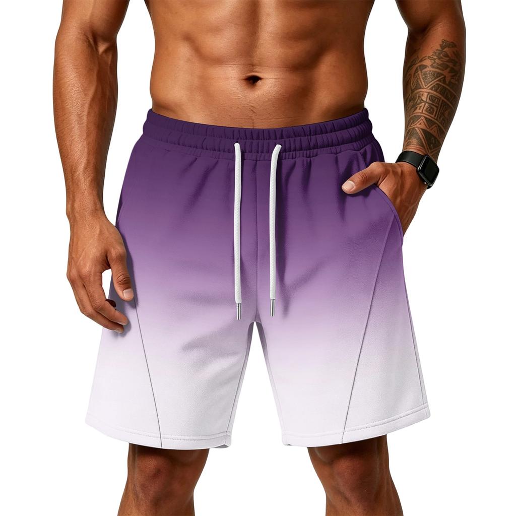 Men’s Layer Loose Shorts with Pockets Camouflage Print Drawstring Waist Gym Training Beachwear