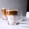 American Layered Iced Coffee Cups, Classic Cold Extract Latte Glass Mug with Handle, Small Teacup Water, Nordic Crystal Glasses