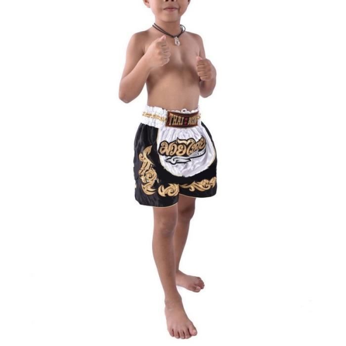 Gyermek Muay Thai rövidnadrág - Hagyományos - Fehér Szín - Méret 7-10 év - 100% Poliészter Szatén XS fehér