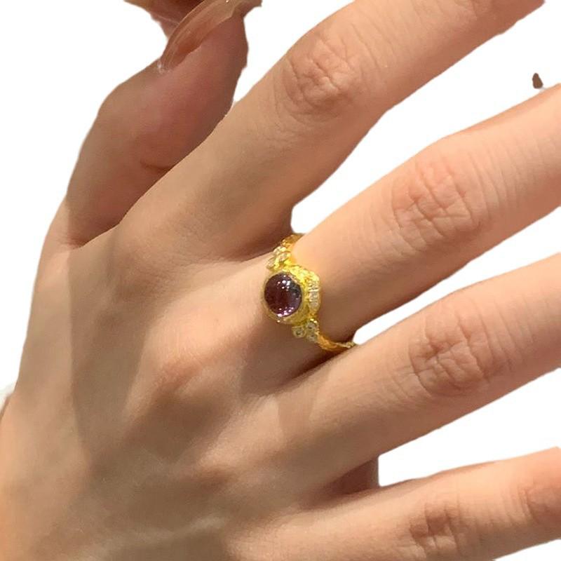 Xiaohongshu Bestseller: Elegant Purple Zircon Ring - Women's Versatile Niche Design for Index Finger