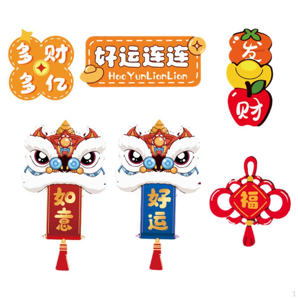 6Pcs Chinese Year Refrigerator Lunar Fridge Ornament for Party