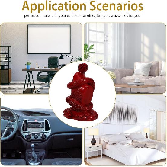 

BESPORTBLE Red Resin Figurine - 2025 Zodiac Animal Statue - Feng Shui Tea Pet Sculpture Amulet for Home Office Bedroom Living Room