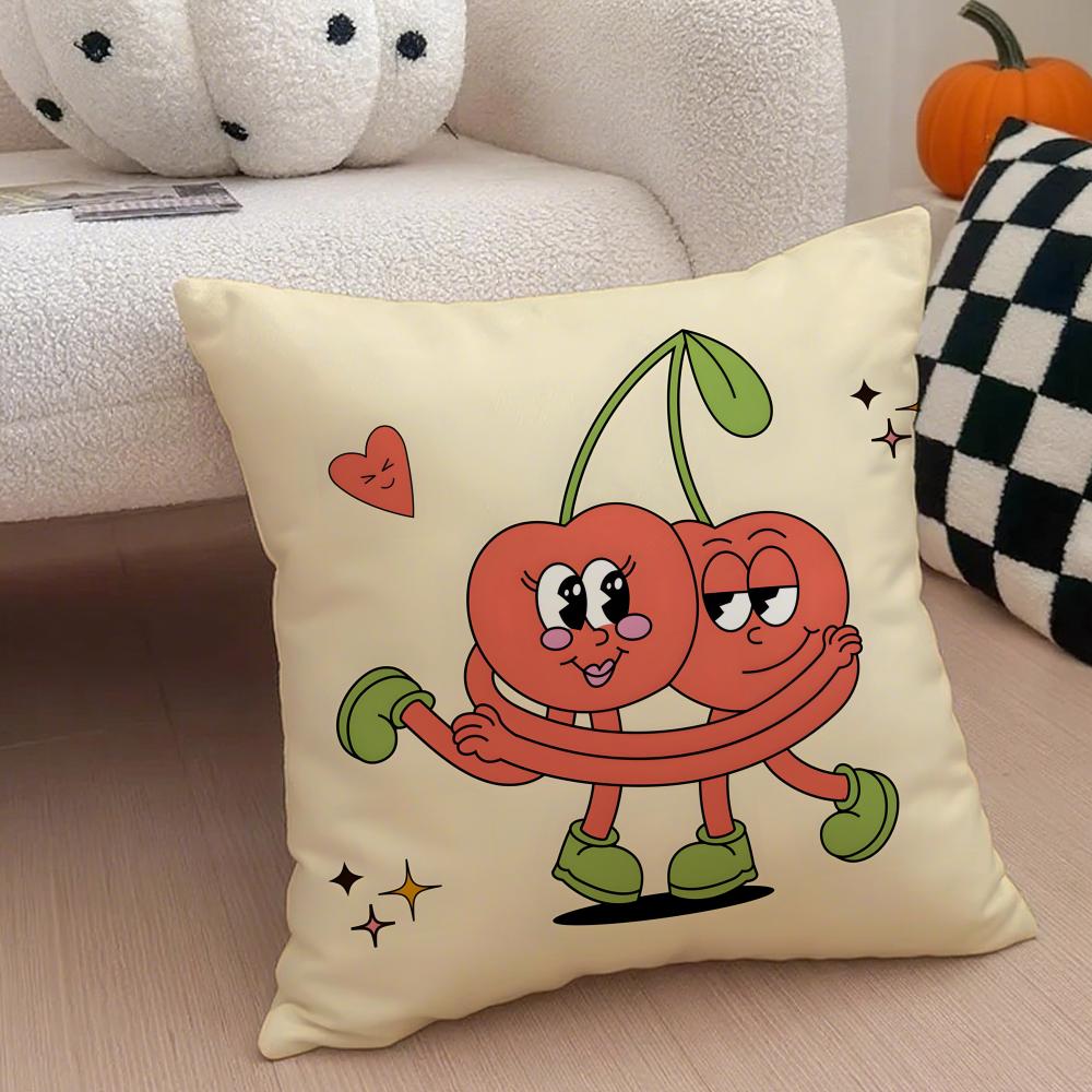 Retro Pop Cartoon Food Cushion Cover Throw Pillow Cover Hidden Button Durable Polyester Chair Cushion