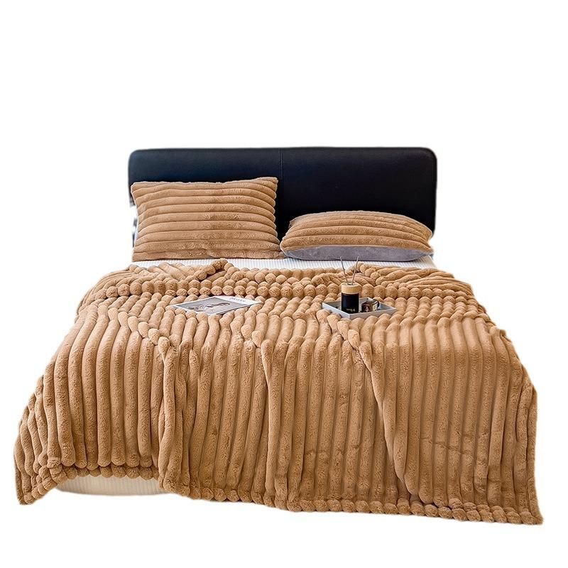 2025 Thick Double-Layer Faux Rabbit Fur Blanket for Winter