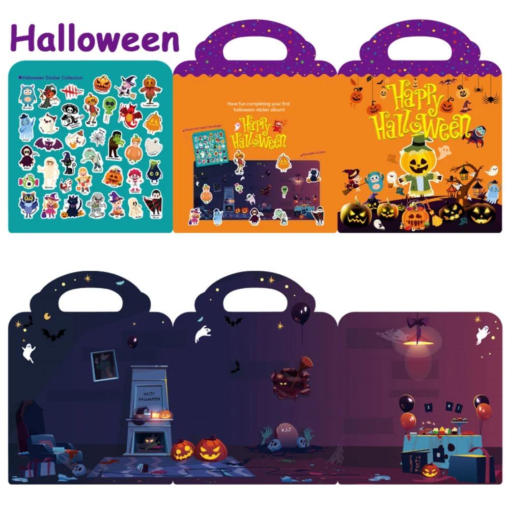 Kids Reusable Sticker Book Multiple Scenarios Cartoon DIY Puzzle Educational Cognition Learning Toys for Child Age 2-4 Gift