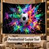 Soccer (437) Theme Wall Tapestry Customized With Name Text Personalized Hanging Tapestry For Bedroom Living Room Decor