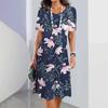 3D Geometric Stripe Print Elegant Women's Short-sleeved Summer Dress