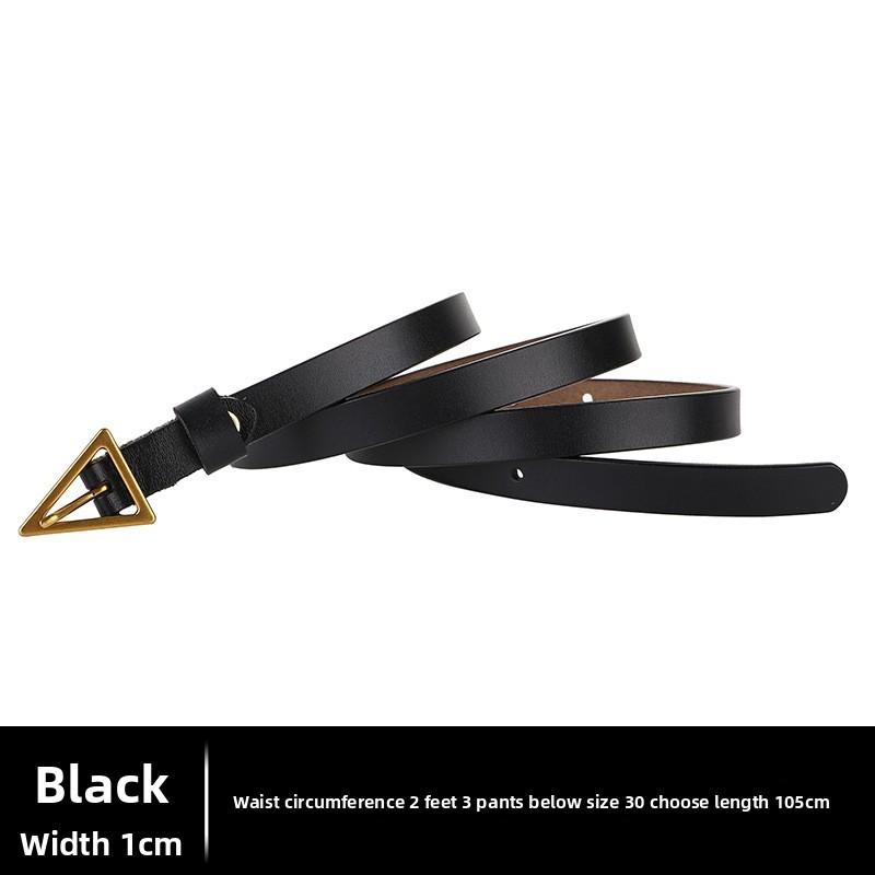 Leather Slim Belt With Alloy Buckle For Party And Daily Fashion