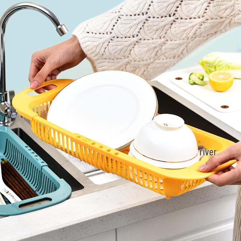 Adjustable Telescopic Vegetable Washing & Storage Rack - Household Kitchen Dishwashing Basket
