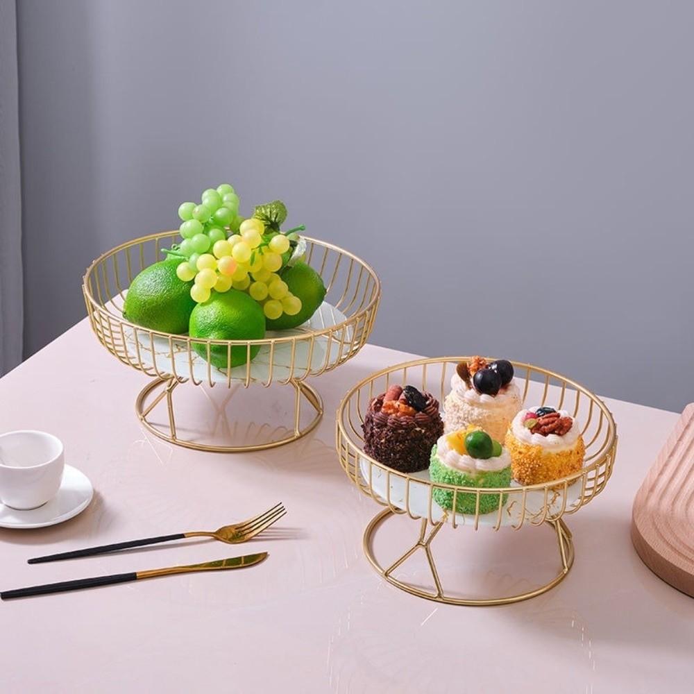 New European Luxury Fruit Cake Tray Creative Design Large Round Fruit Basket Snack Display Dessert Stand Home Decor