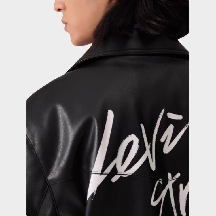Levis Faux Leather Lapel Loose Jacket Women Jackets 002XL-0000