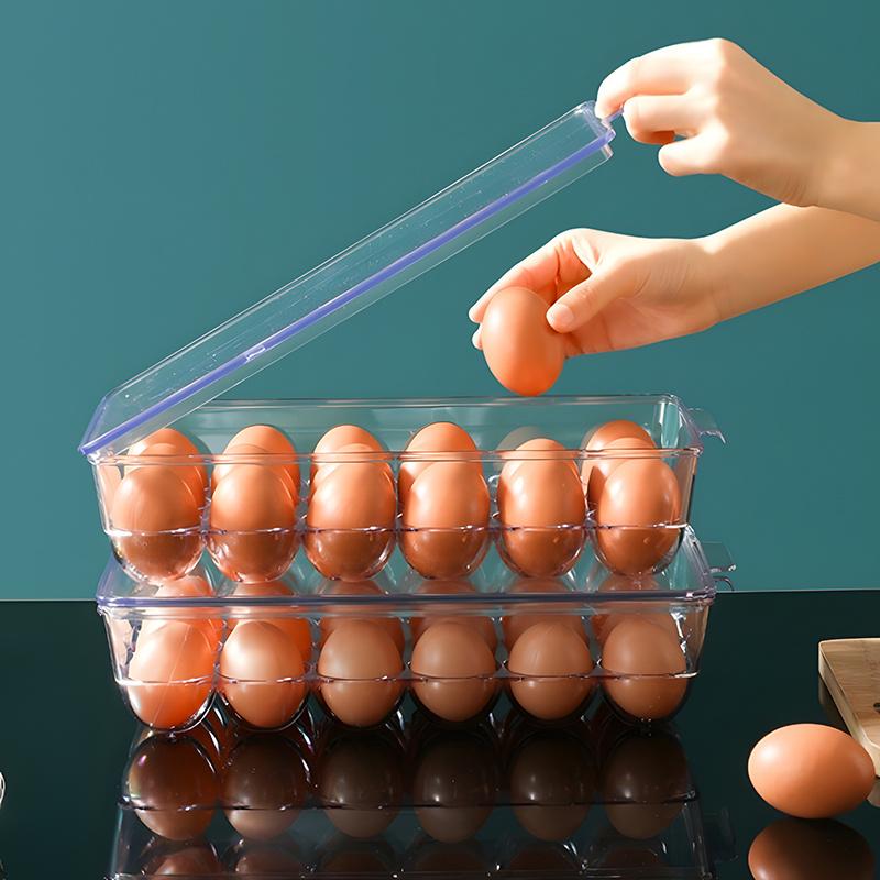 1pc Refrigerator Egg Storage Box, Egg Refrigerator Crisper, Refrigerator Kitchen with Lid Household Transparent Egg Carton