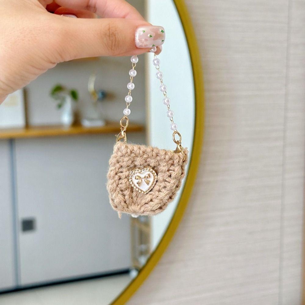 Woven Pearl Chain Crossbody Bag Crochet Braid Mini Crossbody Doll Bag  BJD Doll