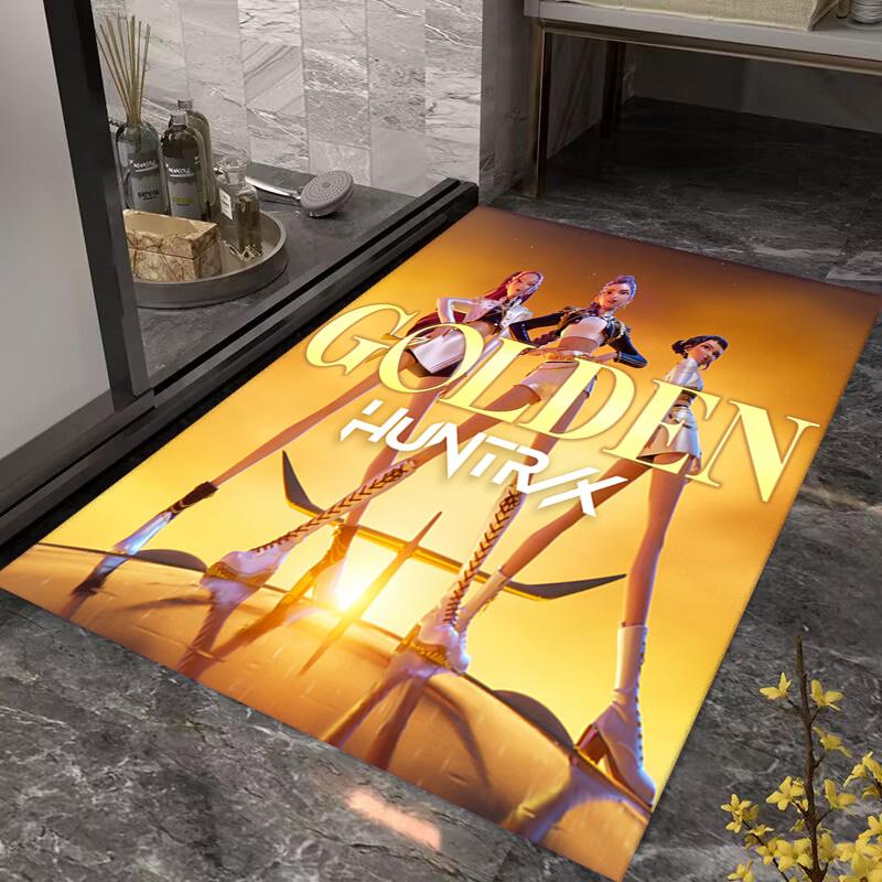 Golden Hustle: Elegance Motion Carpet Living Room and Bedroom Mats Suitable for All Seasons Bathroom Mat Fashion Dormitory Decoration